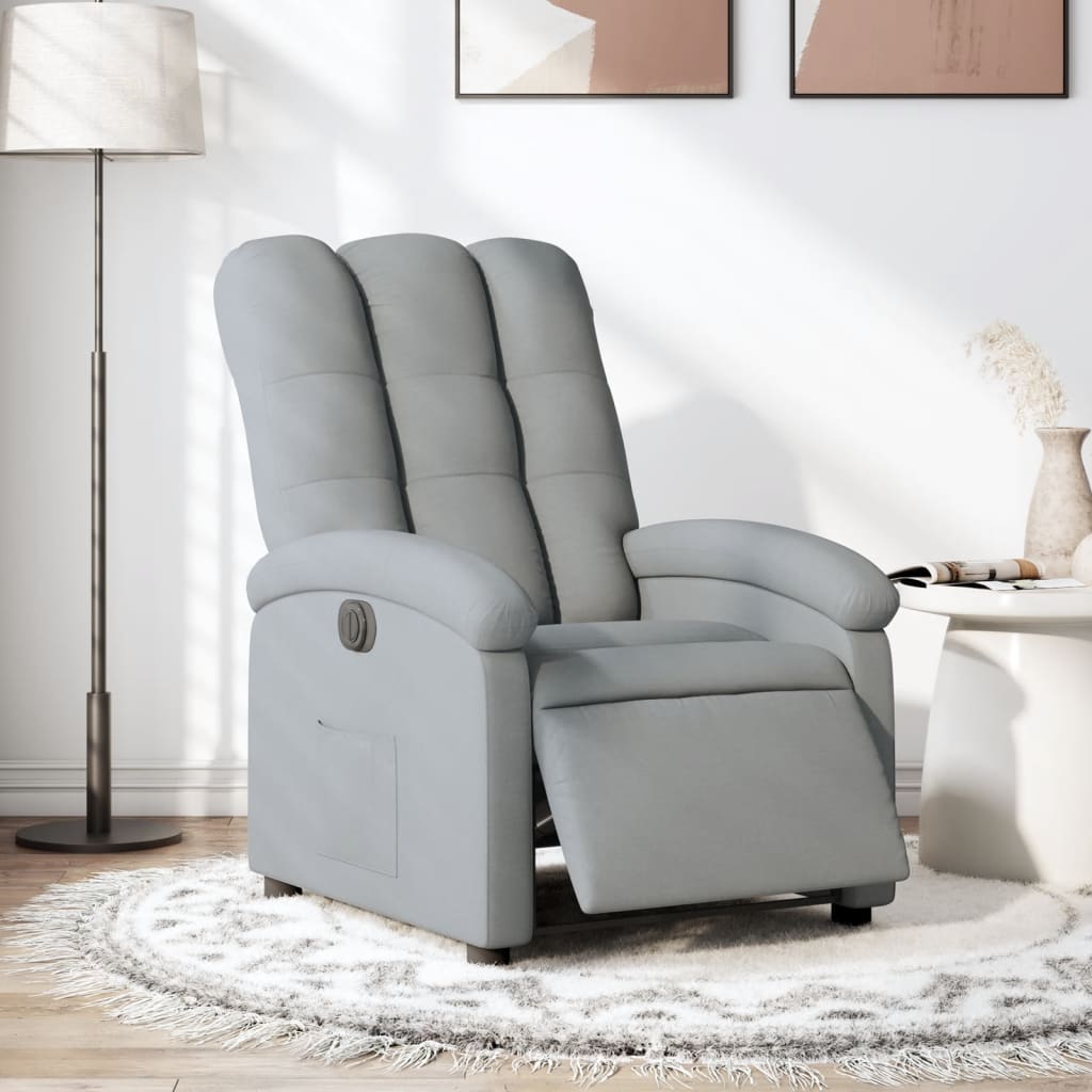 Fauteuil elektrisch verstelbaar stof lichtgrijs is nu te koop bij PeponiXL, paradijselijk wonen!