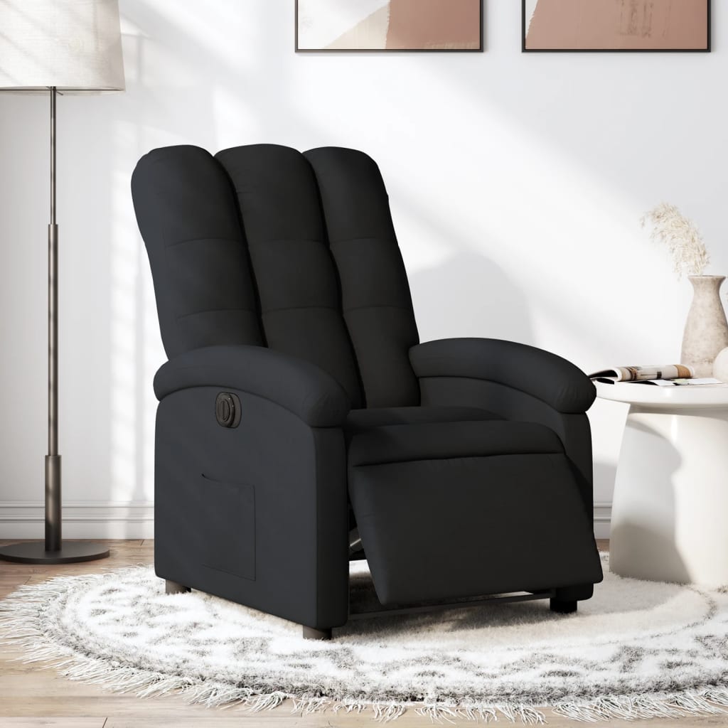 Fauteuil verstelbaar elektrisch stof zwart is nu te koop bij PeponiXL, paradijselijk wonen!