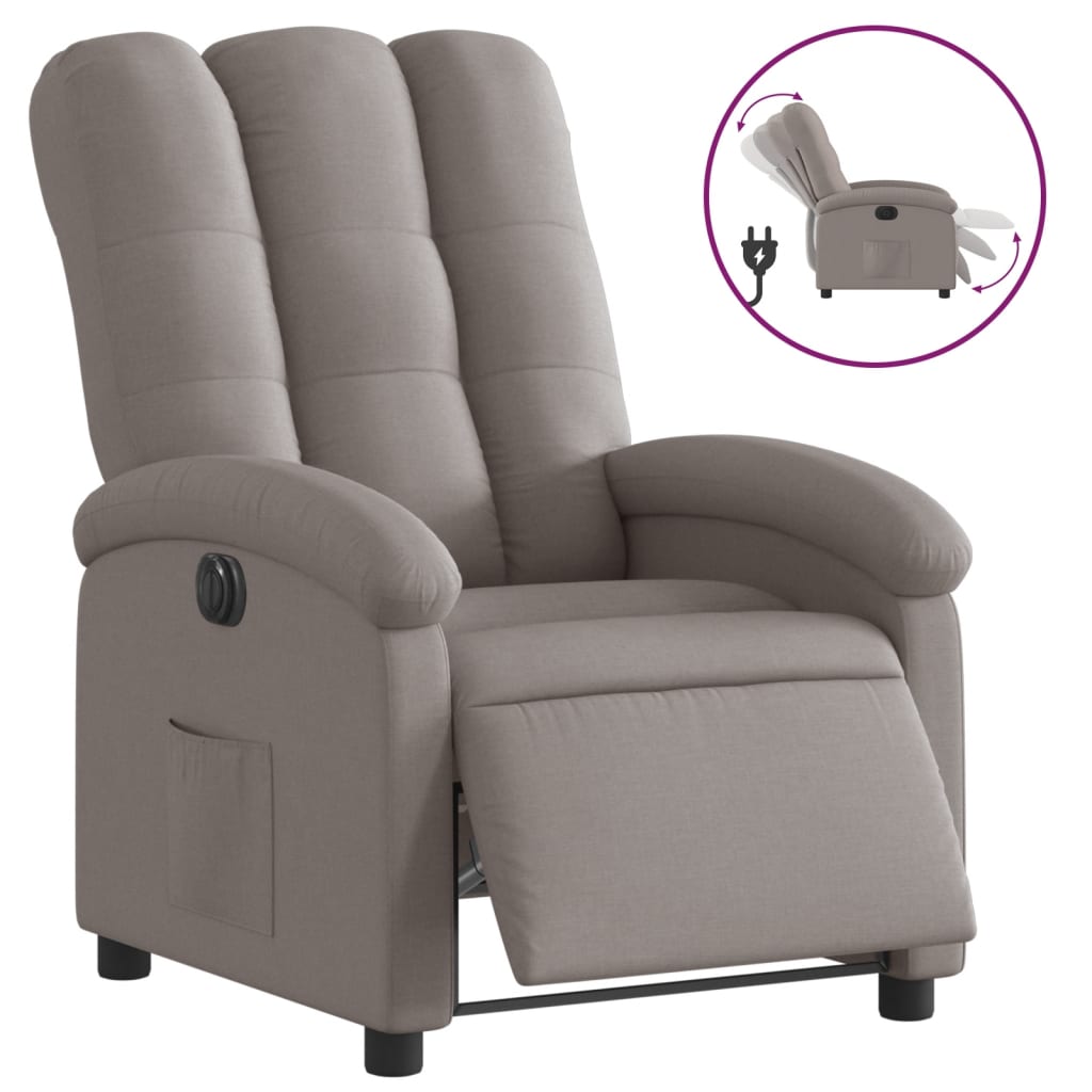 Fauteuil verstelbaar elektrisch stof taupe is nu te koop bij PeponiXL, paradijselijk wonen!