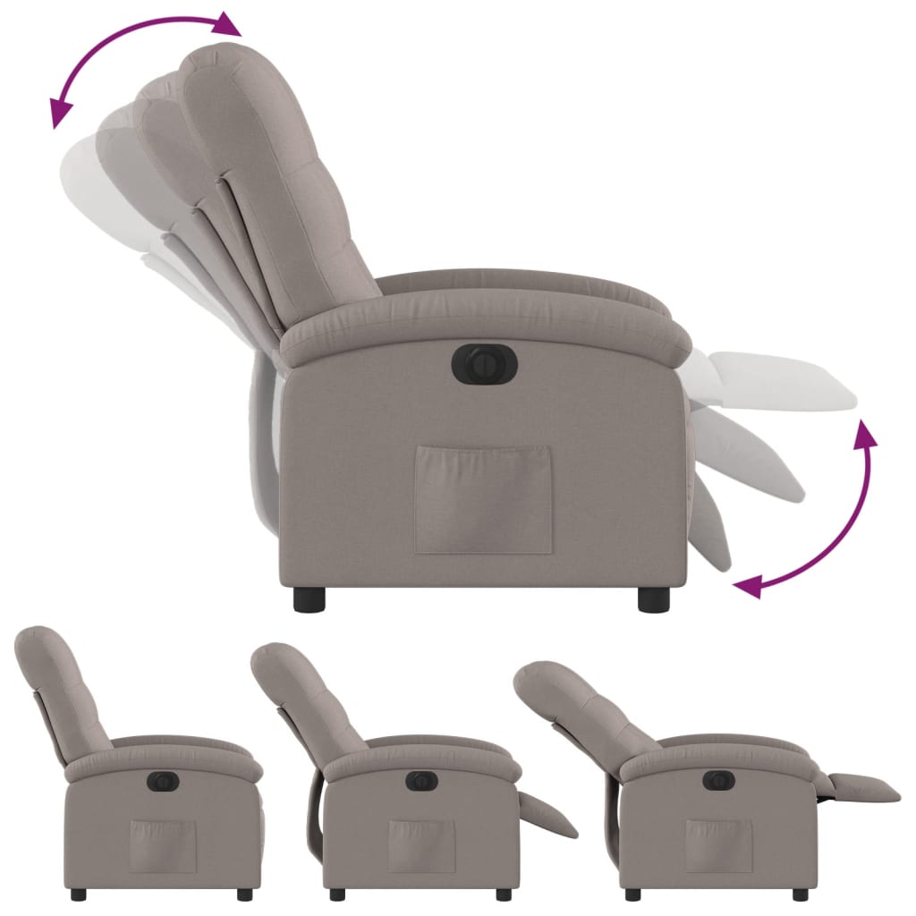 Fauteuil verstelbaar elektrisch stof taupe is nu te koop bij PeponiXL, paradijselijk wonen!