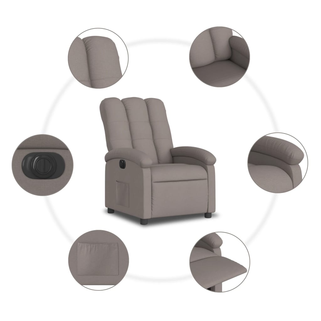 Fauteuil verstelbaar elektrisch stof taupe is nu te koop bij PeponiXL, paradijselijk wonen!