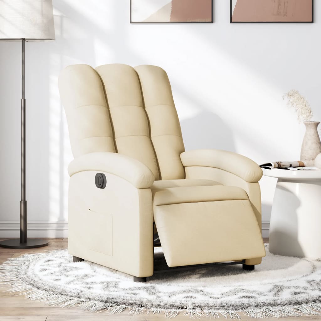 Fauteuil verstelbaar elektrisch stof crèmekleurig is nu te koop bij PeponiXL, paradijselijk wonen!