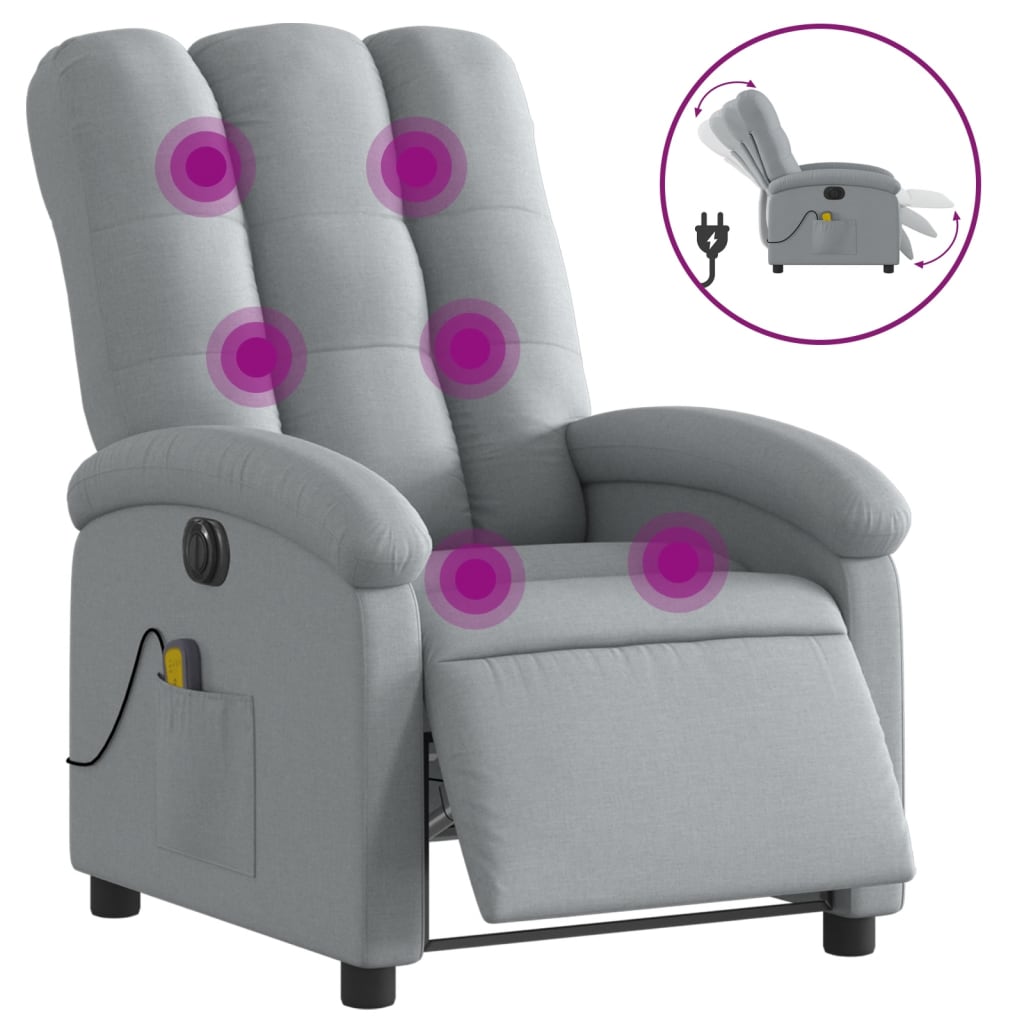 Massagestoel elektrisch verstelbaar stof lichtgrijs is nu te koop bij PeponiXL, paradijselijk wonen!