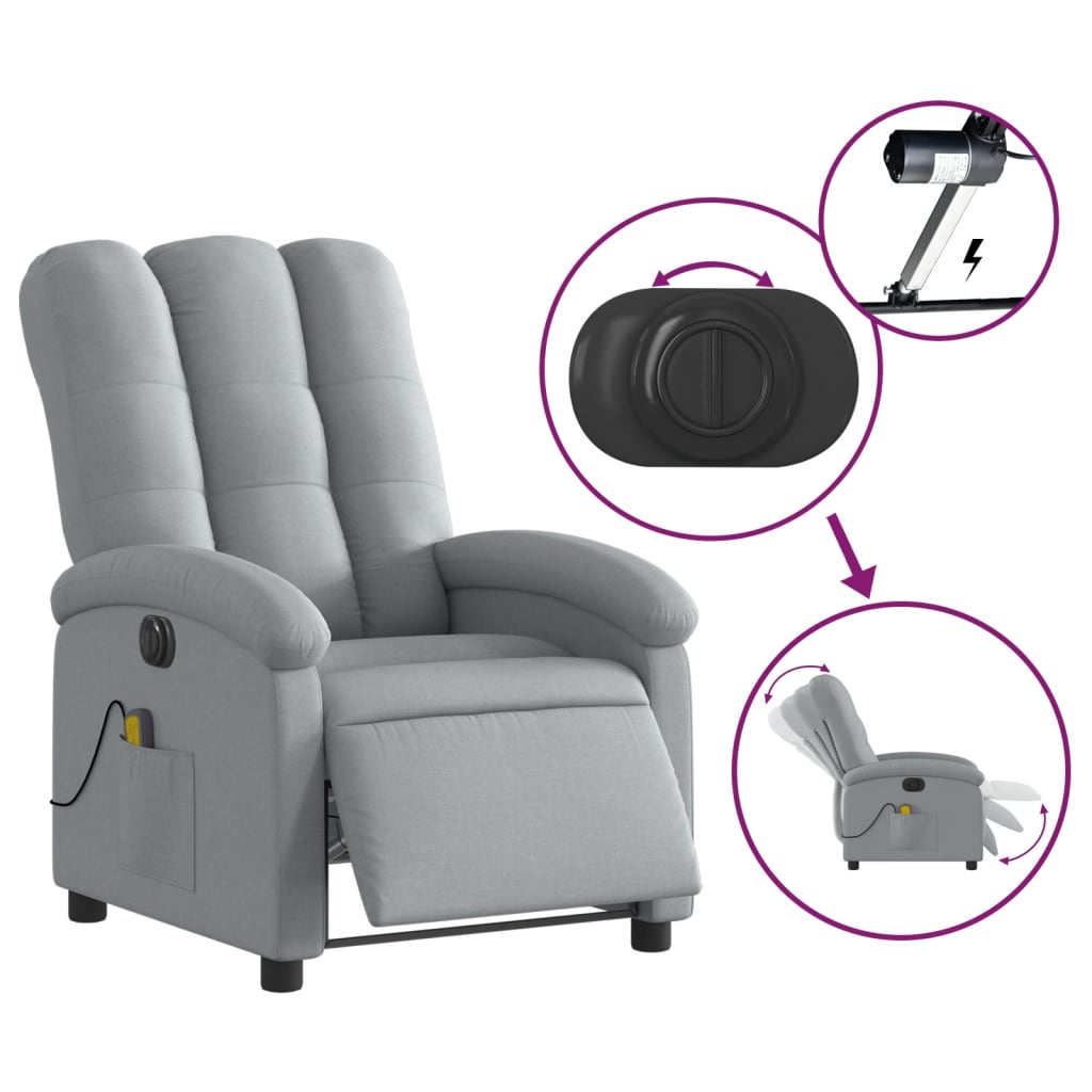 Massagestoel elektrisch verstelbaar stof lichtgrijs is nu te koop bij PeponiXL, paradijselijk wonen!