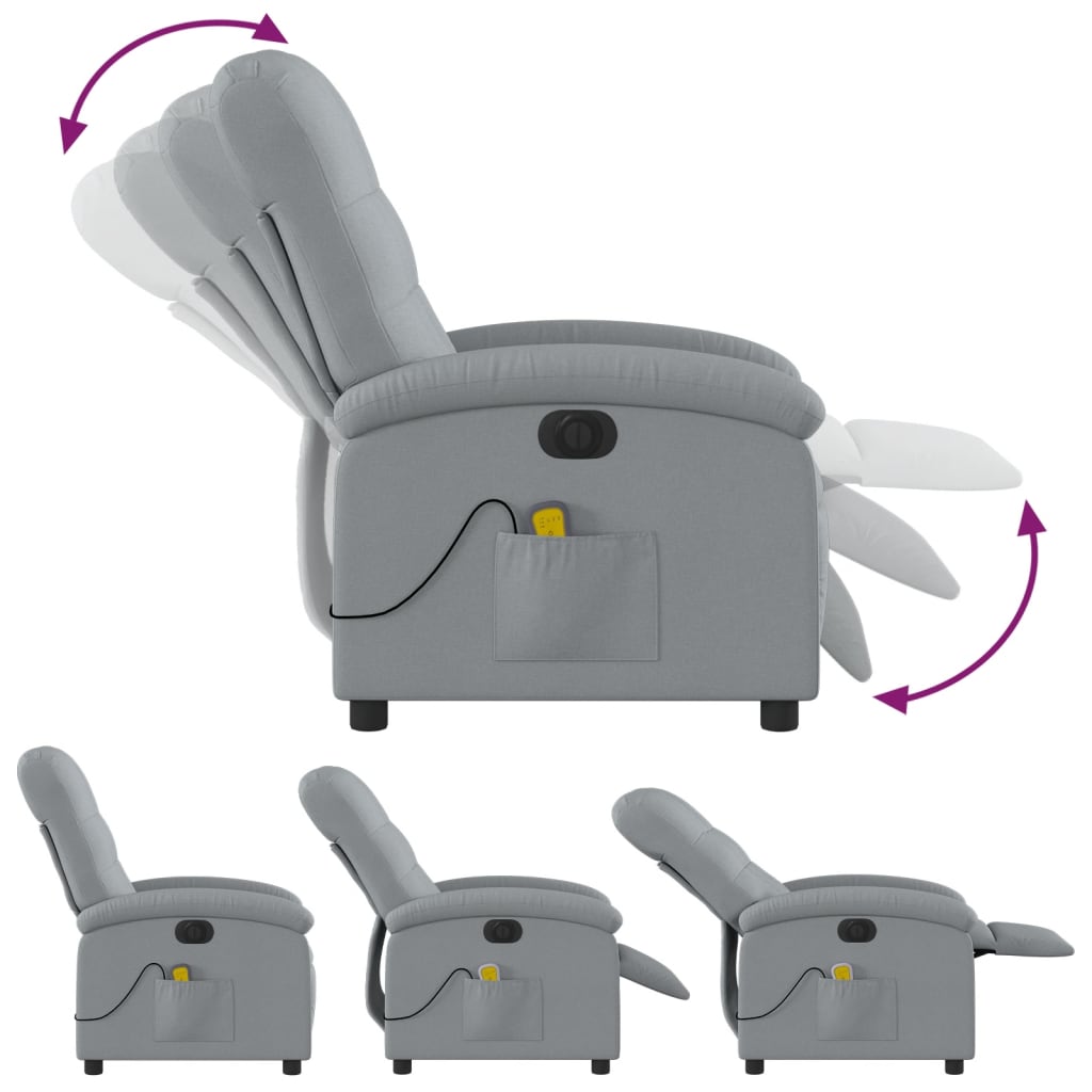 Massagestoel elektrisch verstelbaar stof lichtgrijs is nu te koop bij PeponiXL, paradijselijk wonen!