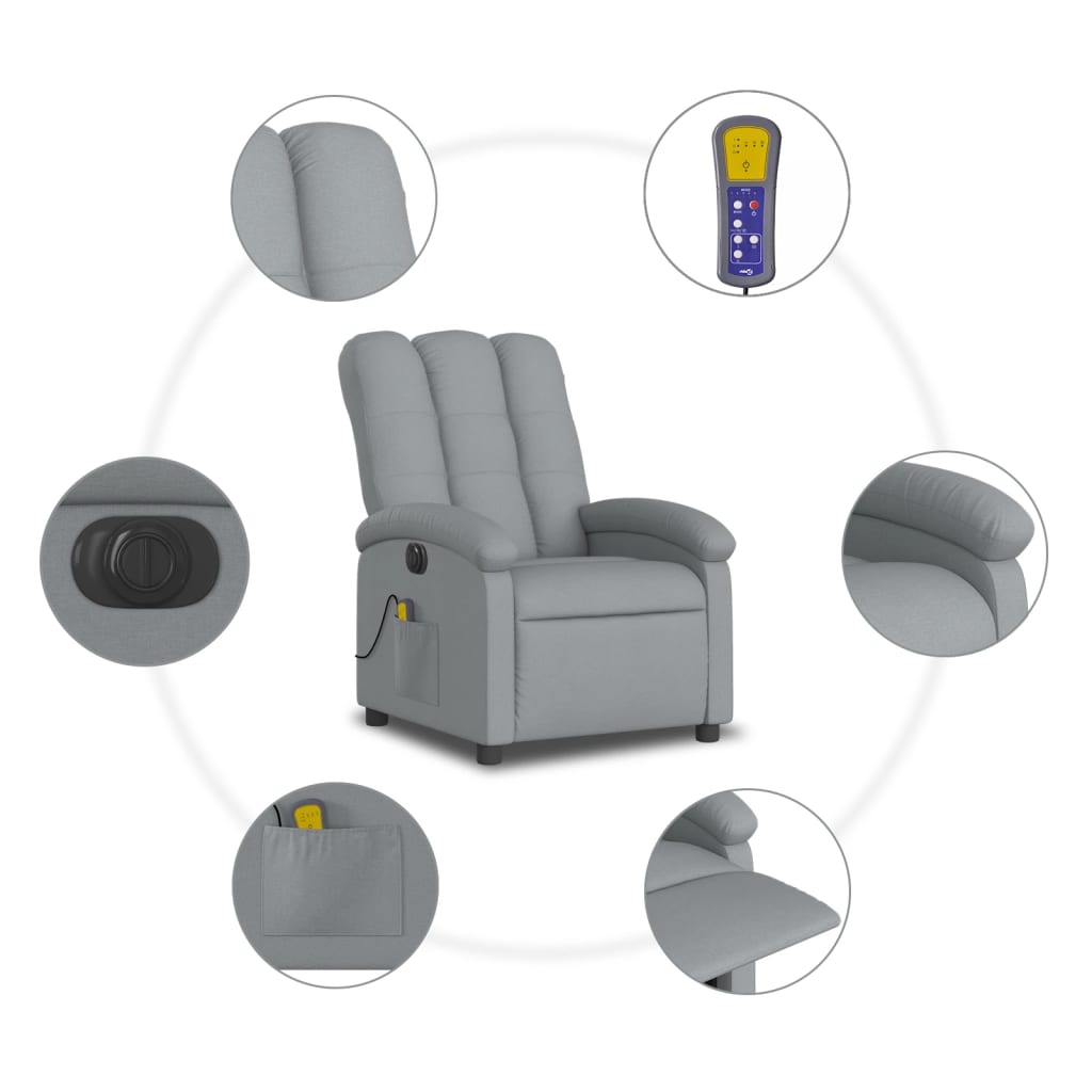 Massagestoel elektrisch verstelbaar stof lichtgrijs is nu te koop bij PeponiXL, paradijselijk wonen!