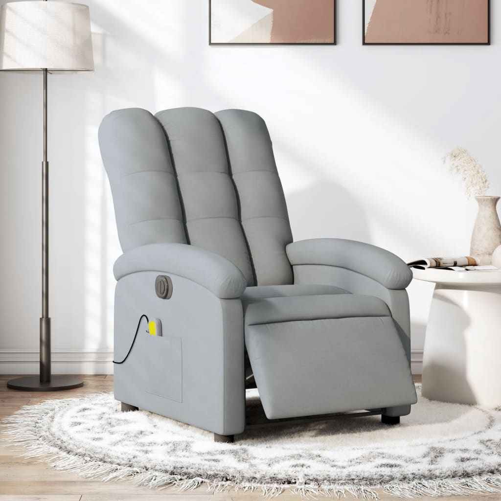 Massagestoel elektrisch verstelbaar stof lichtgrijs is nu te koop bij PeponiXL, paradijselijk wonen!