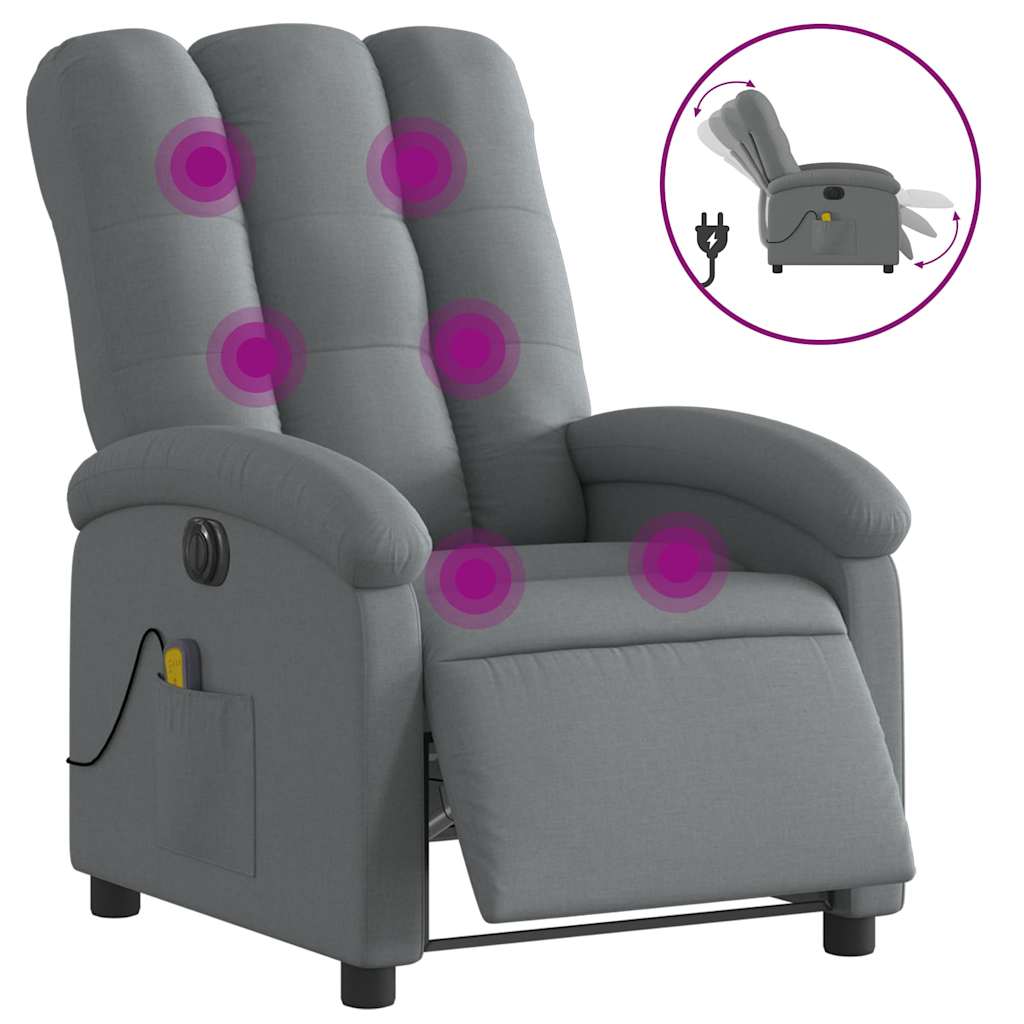 Massagestoel elektrisch verstelbaar stof donkergrijs is nu te koop bij PeponiXL, paradijselijk wonen!