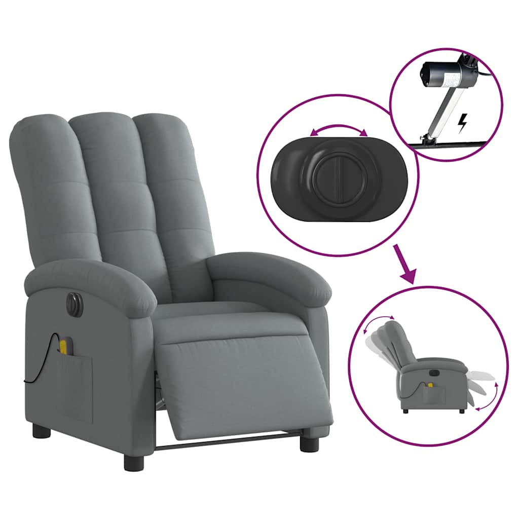 Massagestoel elektrisch verstelbaar stof donkergrijs is nu te koop bij PeponiXL, paradijselijk wonen!