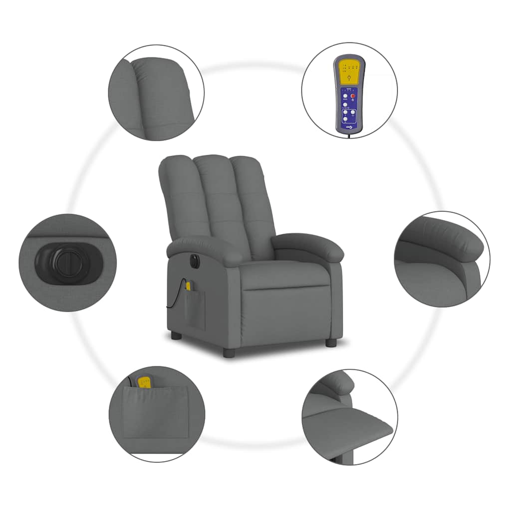 Massagestoel elektrisch verstelbaar stof donkergrijs is nu te koop bij PeponiXL, paradijselijk wonen!