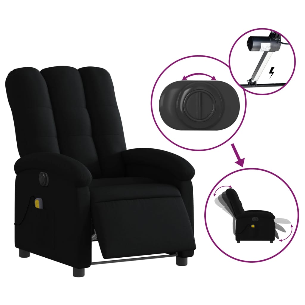 Massagestoel elektrisch verstelbaar stof zwart is nu te koop bij PeponiXL, paradijselijk wonen!