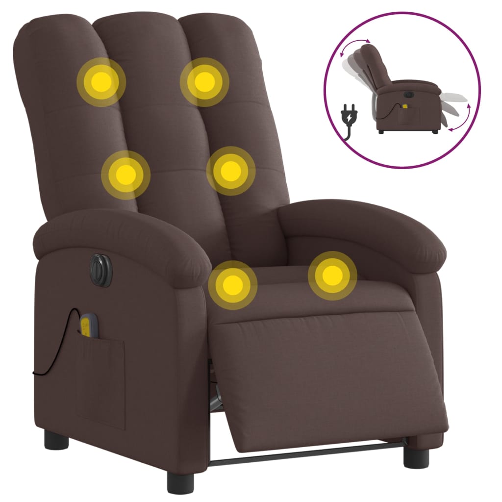 Massagestoel elektrisch verstelbaar stof donkerbruin is nu te koop bij PeponiXL, paradijselijk wonen!