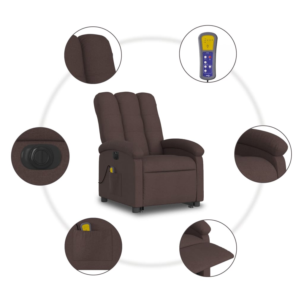 Massagestoel elektrisch verstelbaar stof donkerbruin is nu te koop bij PeponiXL, paradijselijk wonen!