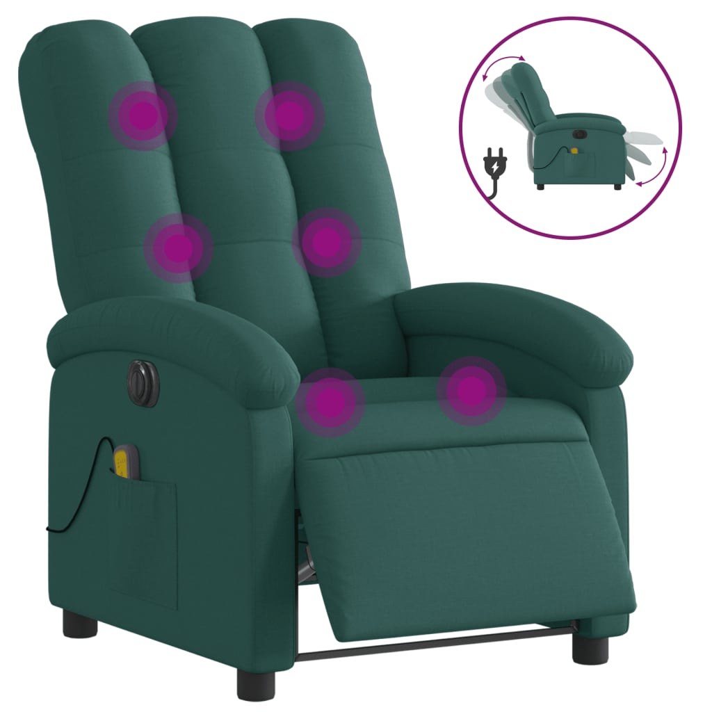 Massagestoel elektrisch verstelbaar stof donkergroen is nu te koop bij PeponiXL, paradijselijk wonen!