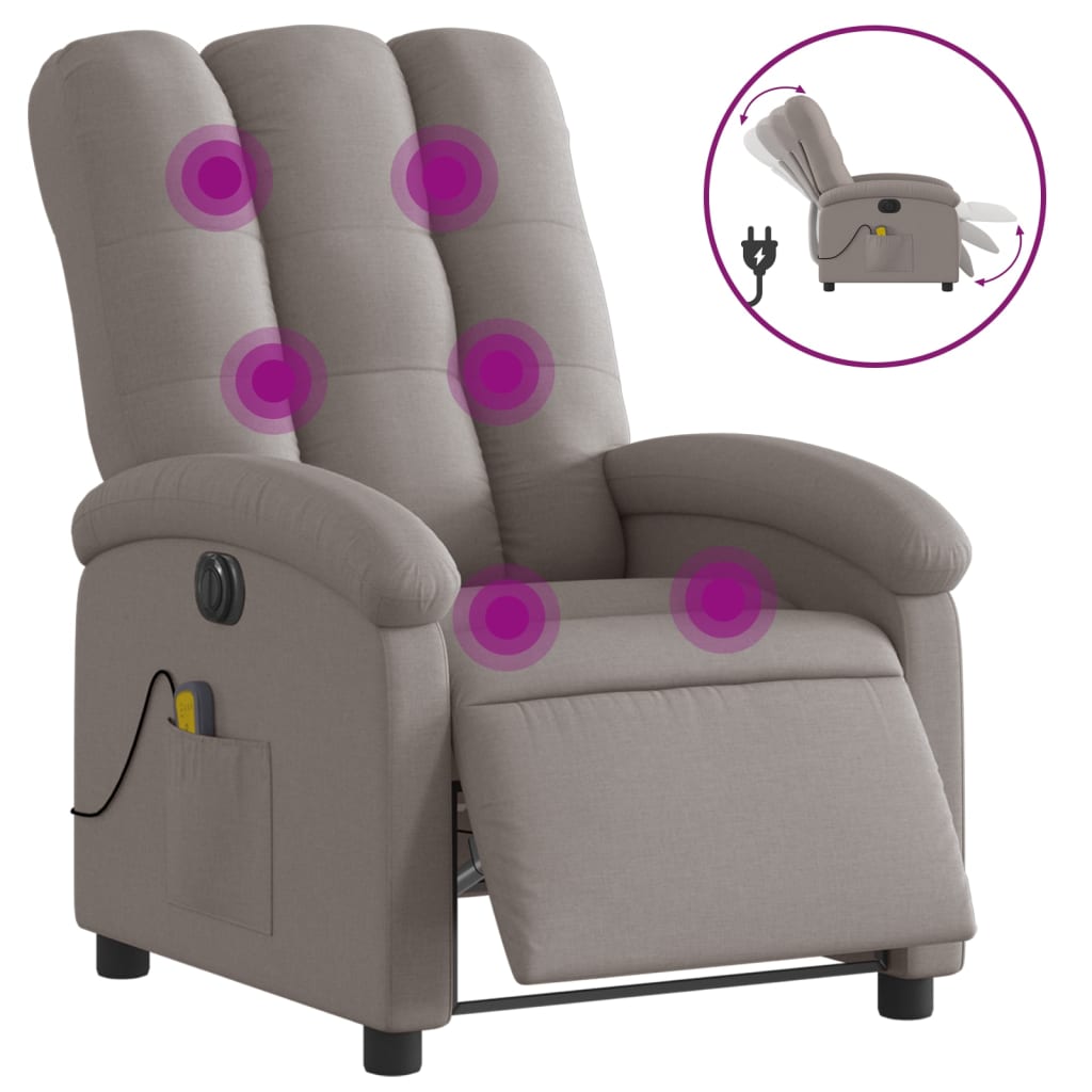 Massagestoel elektrisch verstelbaar stof taupe is nu te koop bij PeponiXL, paradijselijk wonen!