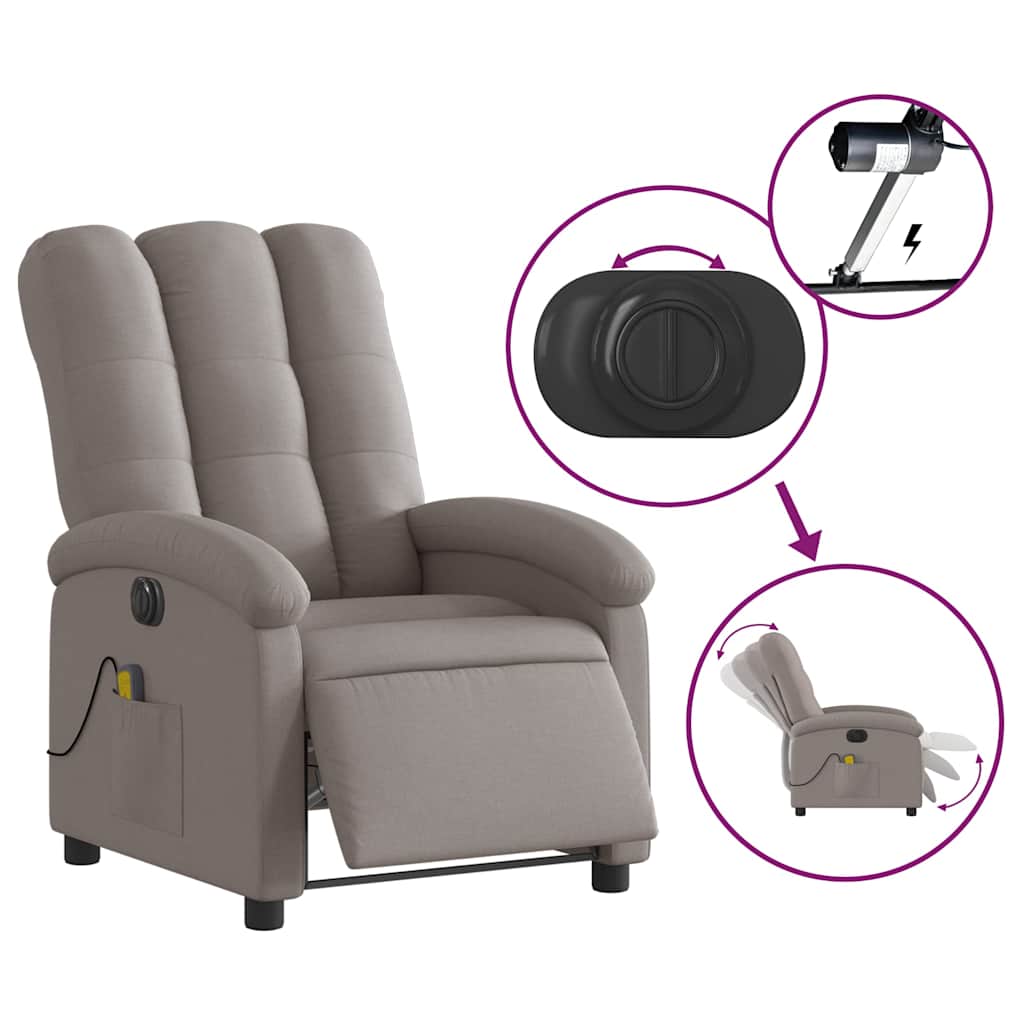 Massagestoel elektrisch verstelbaar stof taupe is nu te koop bij PeponiXL, paradijselijk wonen!