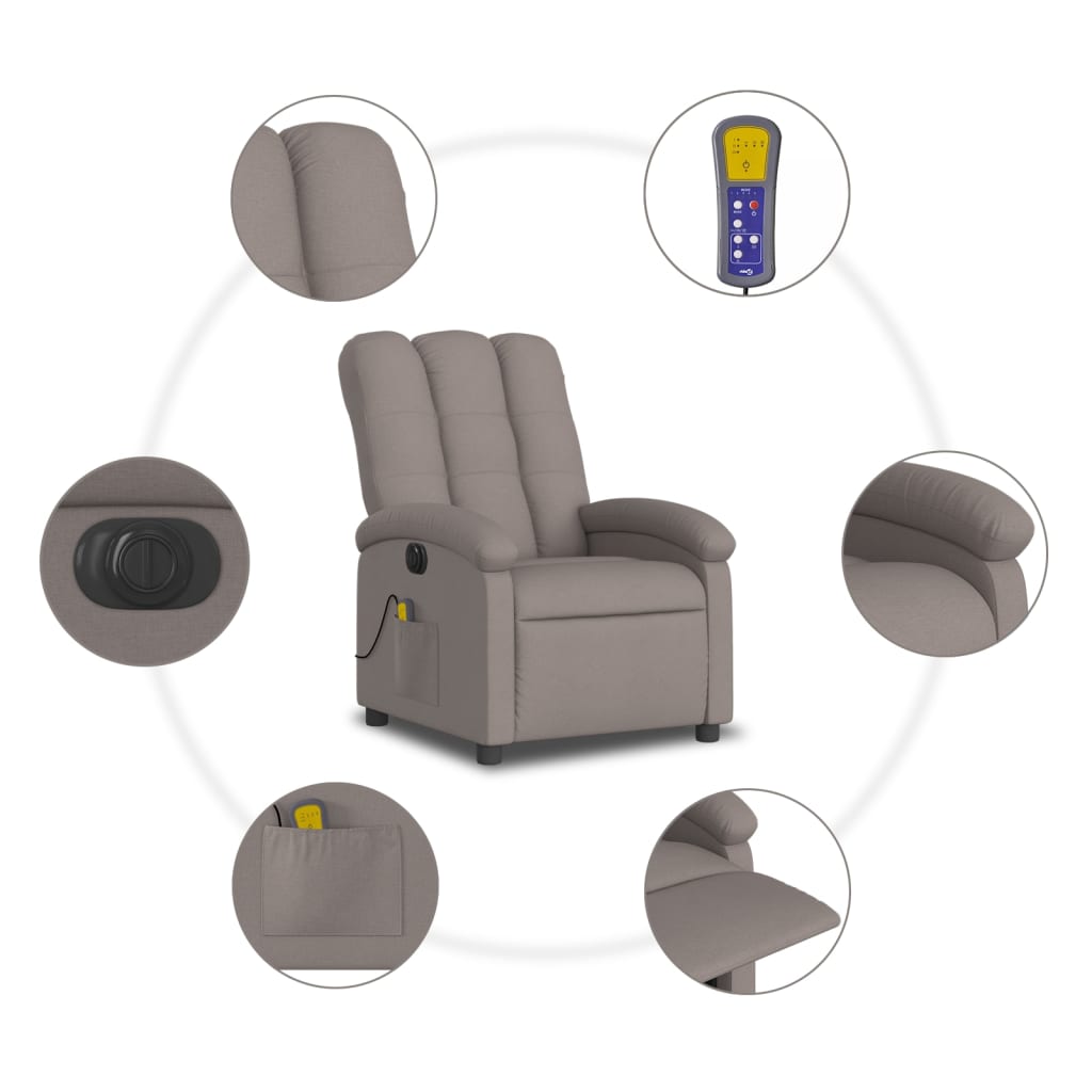 Massagestoel elektrisch verstelbaar stof taupe is nu te koop bij PeponiXL, paradijselijk wonen!