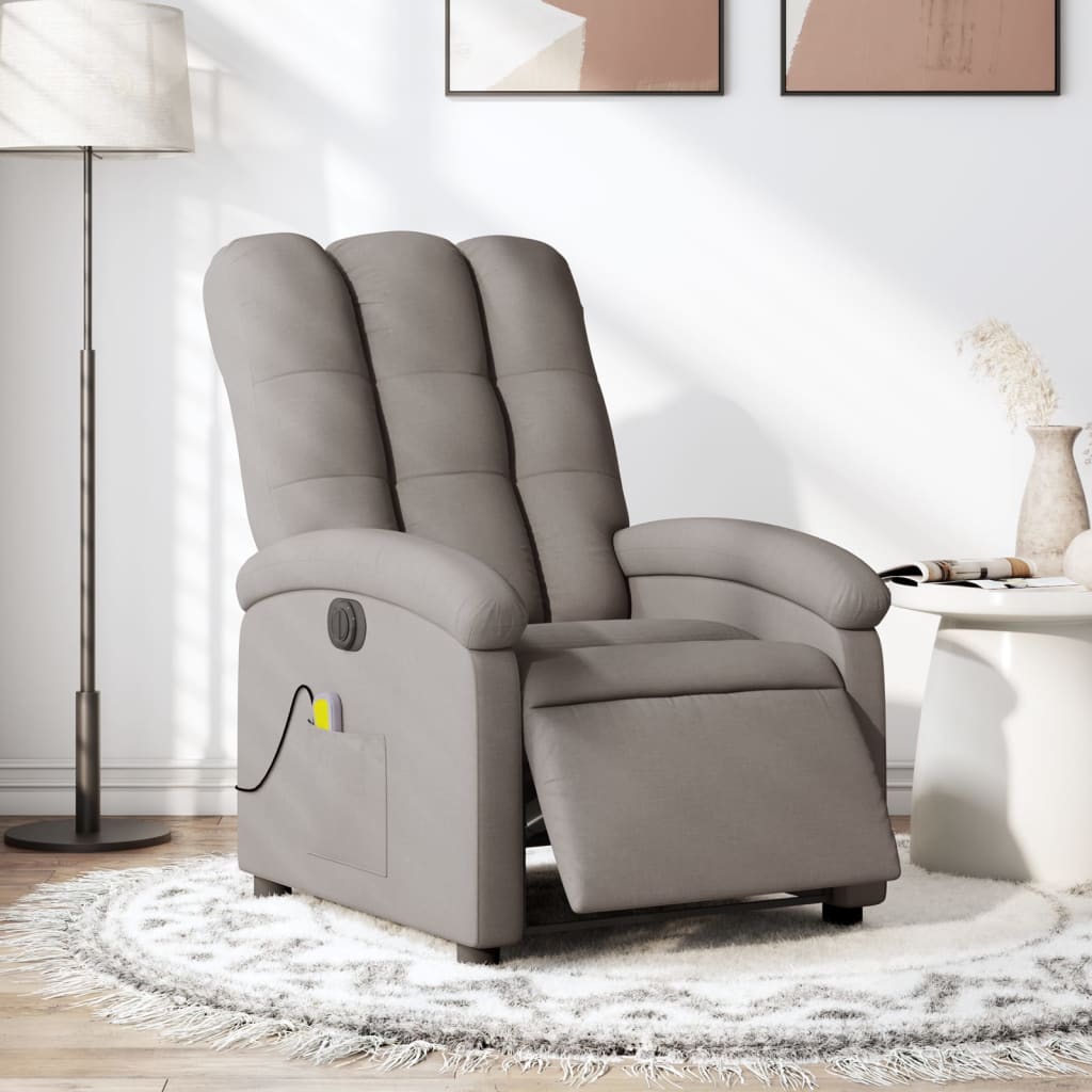 Massagestoel elektrisch verstelbaar stof taupe is nu te koop bij PeponiXL, paradijselijk wonen!