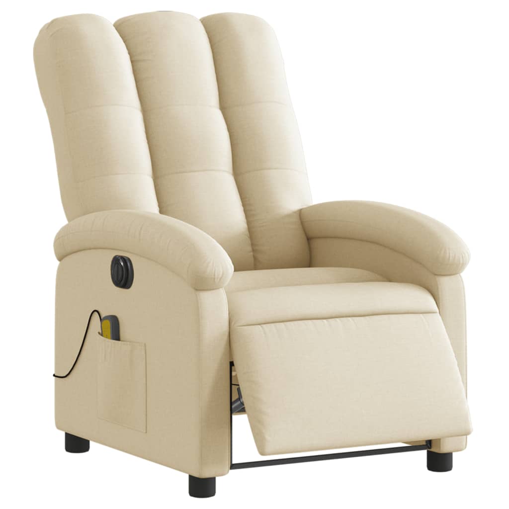Massagestoel elektrisch verstelbaar stof crèmekleurig is nu te koop bij PeponiXL, paradijselijk wonen!