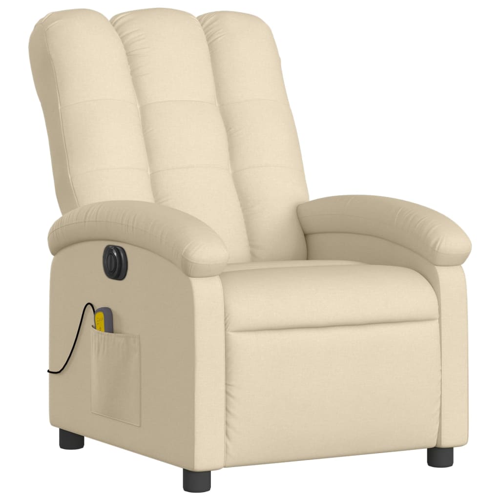 Massagestoel elektrisch verstelbaar stof crèmekleurig is nu te koop bij PeponiXL, paradijselijk wonen!