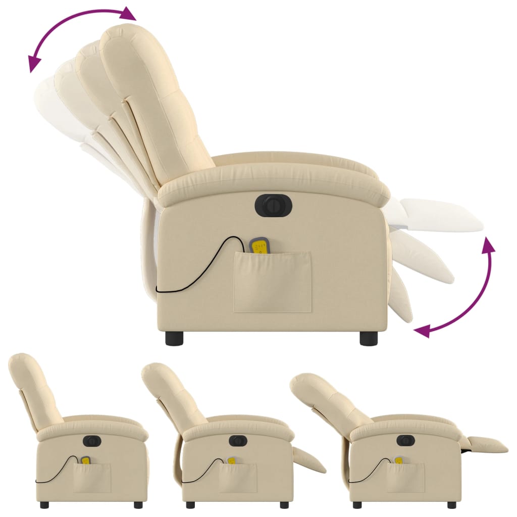 Massagestoel elektrisch verstelbaar stof crèmekleurig is nu te koop bij PeponiXL, paradijselijk wonen!