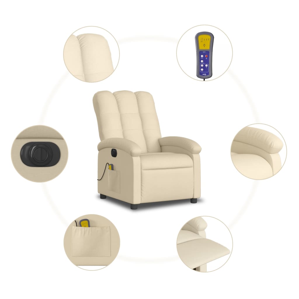 Massagestoel elektrisch verstelbaar stof crèmekleurig is nu te koop bij PeponiXL, paradijselijk wonen!