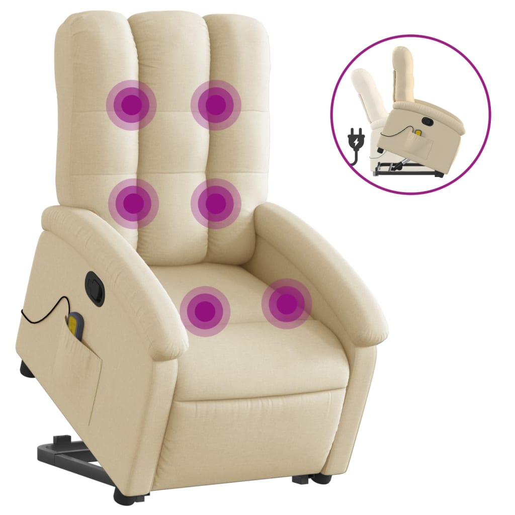 Sta-op-massagestoel verstelbaar stof crèmekleurig is nu te koop bij PeponiXL, paradijselijk wonen!