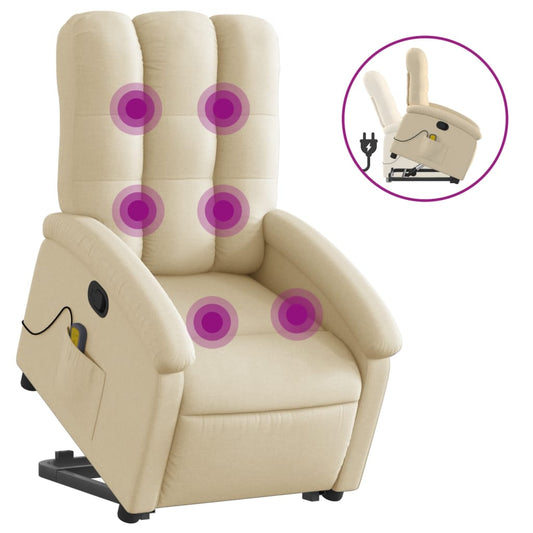 Sta-op-massagestoel verstelbaar stof crèmekleurig is nu te koop bij PeponiXL, paradijselijk wonen!