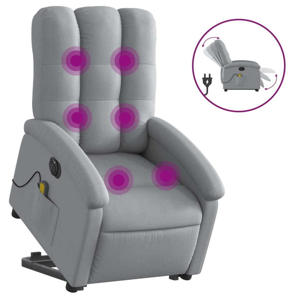Sta-op-massagestoel elektrisch verstelbaar stof lichtgrijs is nu te koop bij PeponiXL, paradijselijk wonen!