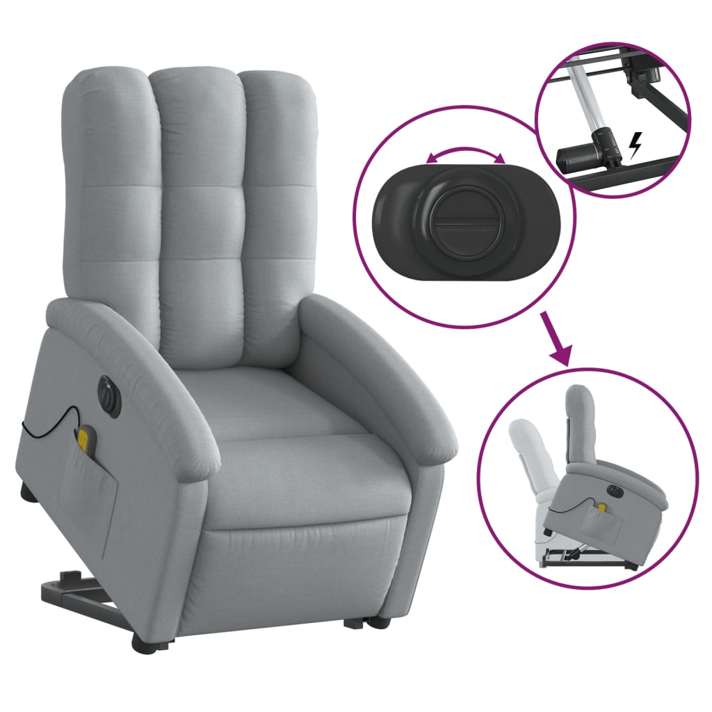 Sta-op-massagestoel elektrisch verstelbaar stof lichtgrijs is nu te koop bij PeponiXL, paradijselijk wonen!