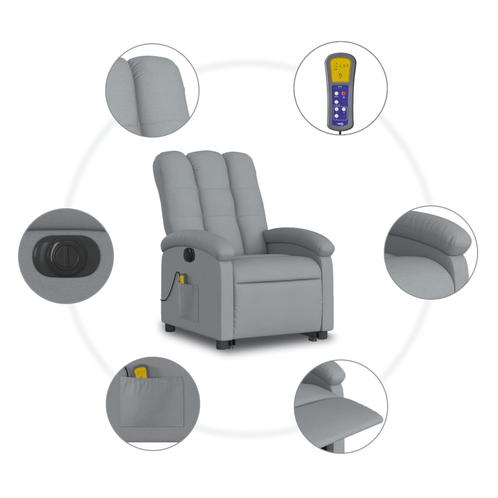 Sta-op-massagestoel elektrisch verstelbaar stof lichtgrijs is nu te koop bij PeponiXL, paradijselijk wonen!