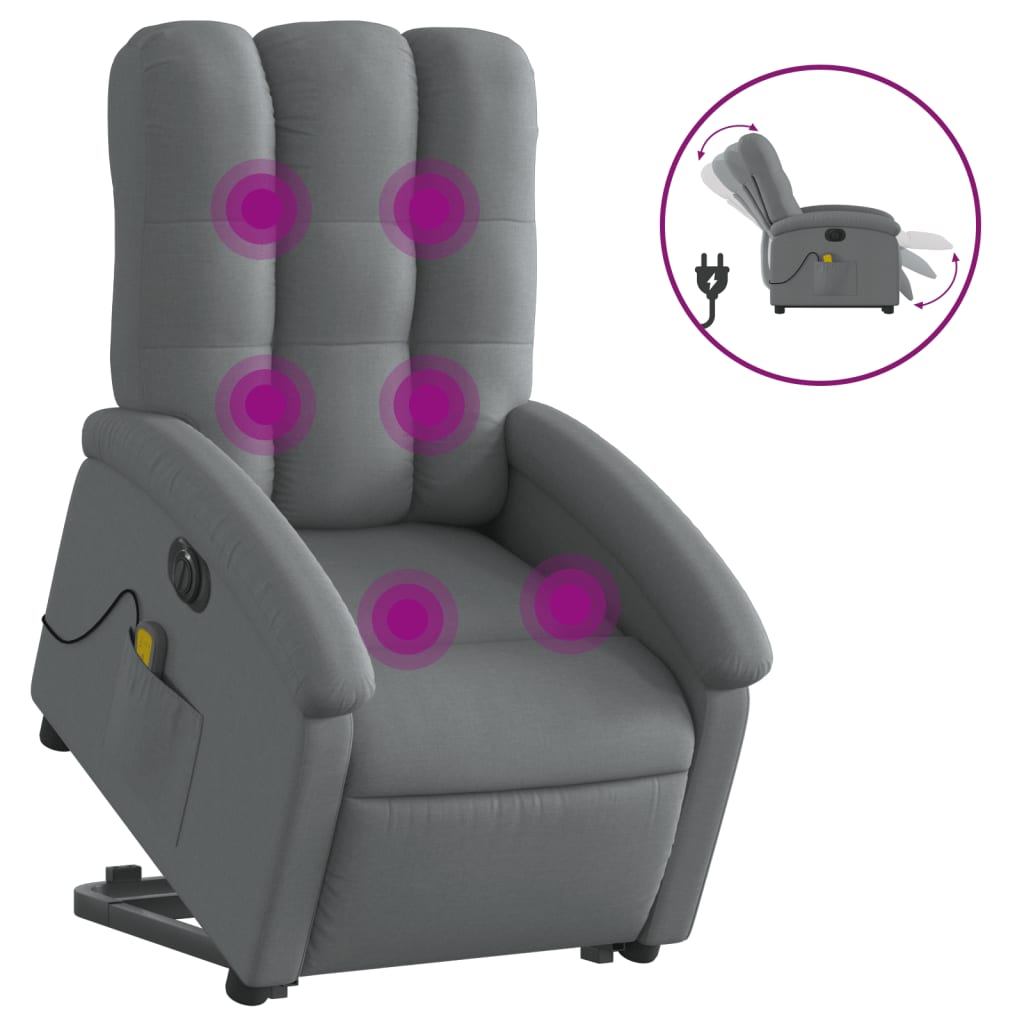 Sta-op-massagestoel elektrisch verstelbaar stof donkergrijs is nu te koop bij PeponiXL, paradijselijk wonen!