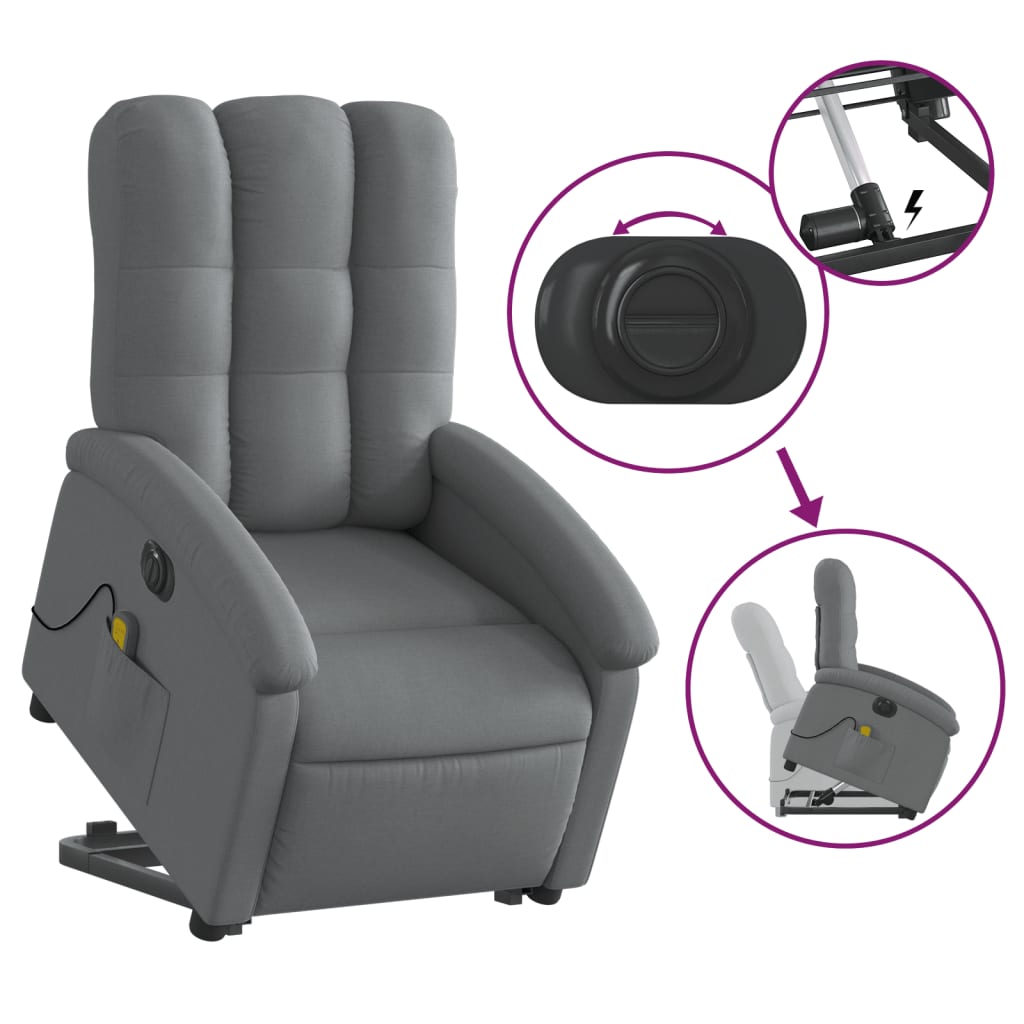 Sta-op-massagestoel elektrisch verstelbaar stof donkergrijs is nu te koop bij PeponiXL, paradijselijk wonen!
