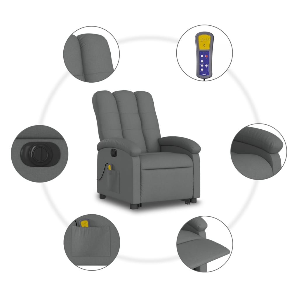 Sta-op-massagestoel elektrisch verstelbaar stof donkergrijs is nu te koop bij PeponiXL, paradijselijk wonen!