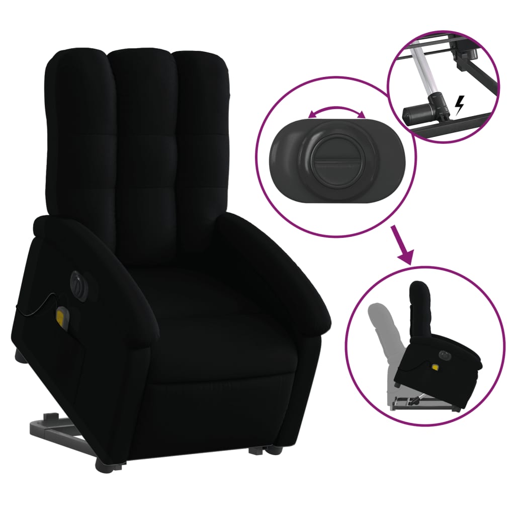 Sta-op-massagestoel elektrisch verstelbaar stof zwart is nu te koop bij PeponiXL, paradijselijk wonen!