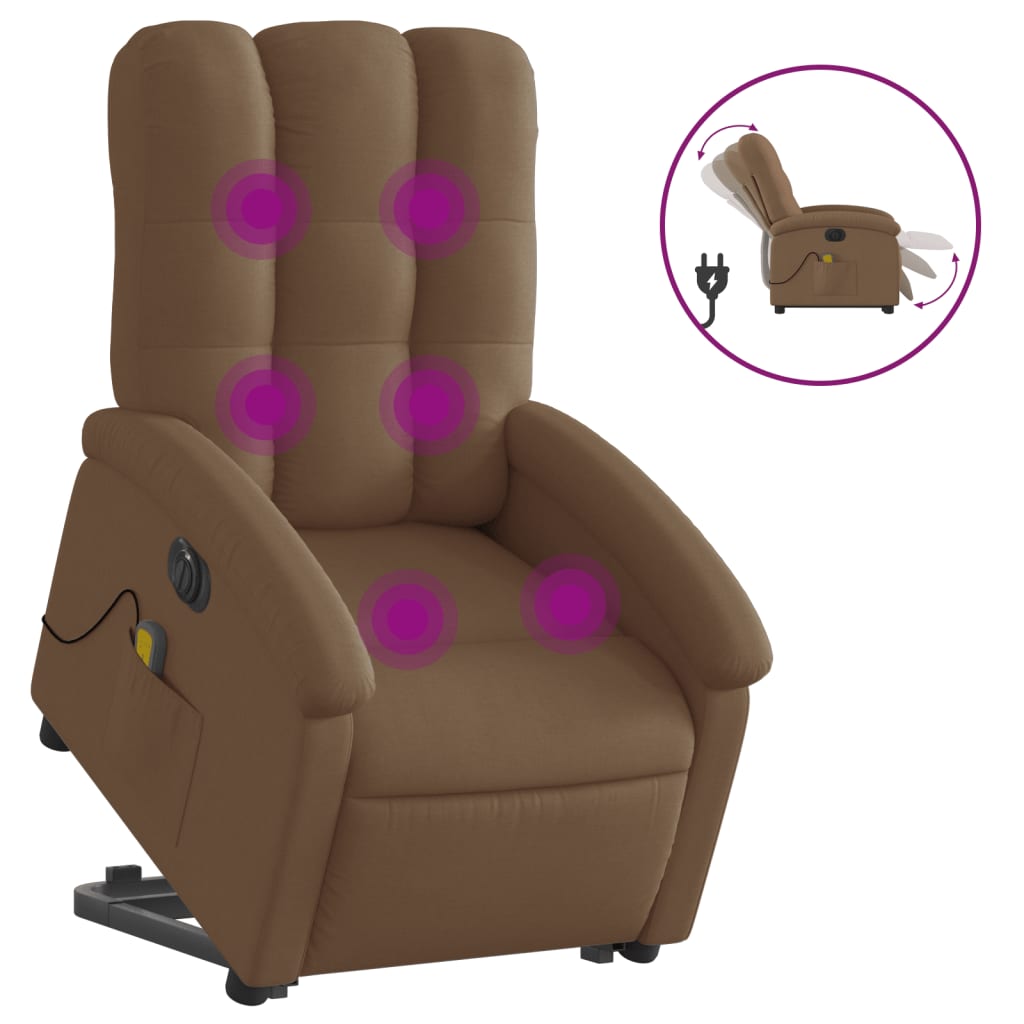 Sta-op-massagestoel elektrisch verstelbaar stof bruin is nu te koop bij PeponiXL, paradijselijk wonen!