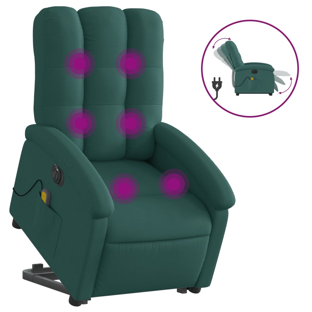 Sta-op-massagestoel elektrisch verstelbaar stof donkergroen is nu te koop bij PeponiXL, paradijselijk wonen!