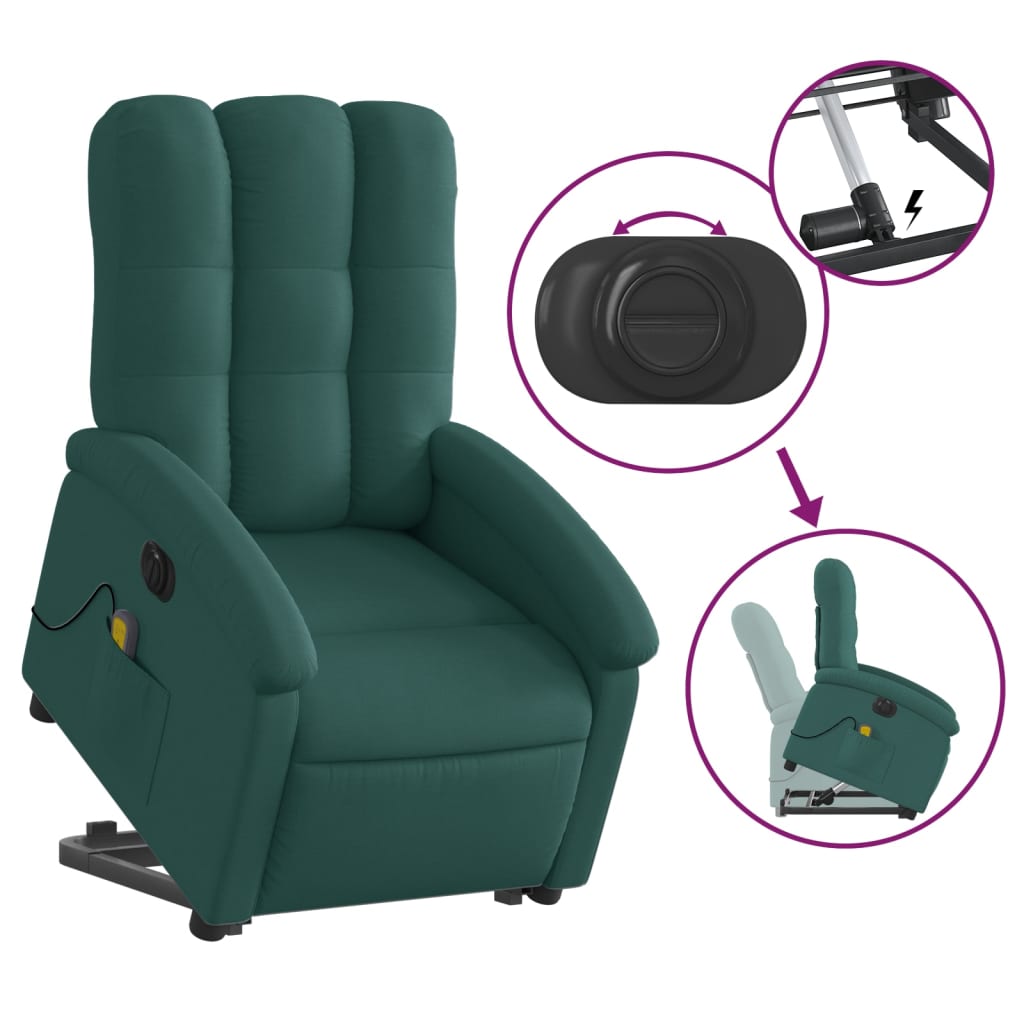 Sta-op-massagestoel elektrisch verstelbaar stof donkergroen is nu te koop bij PeponiXL, paradijselijk wonen!