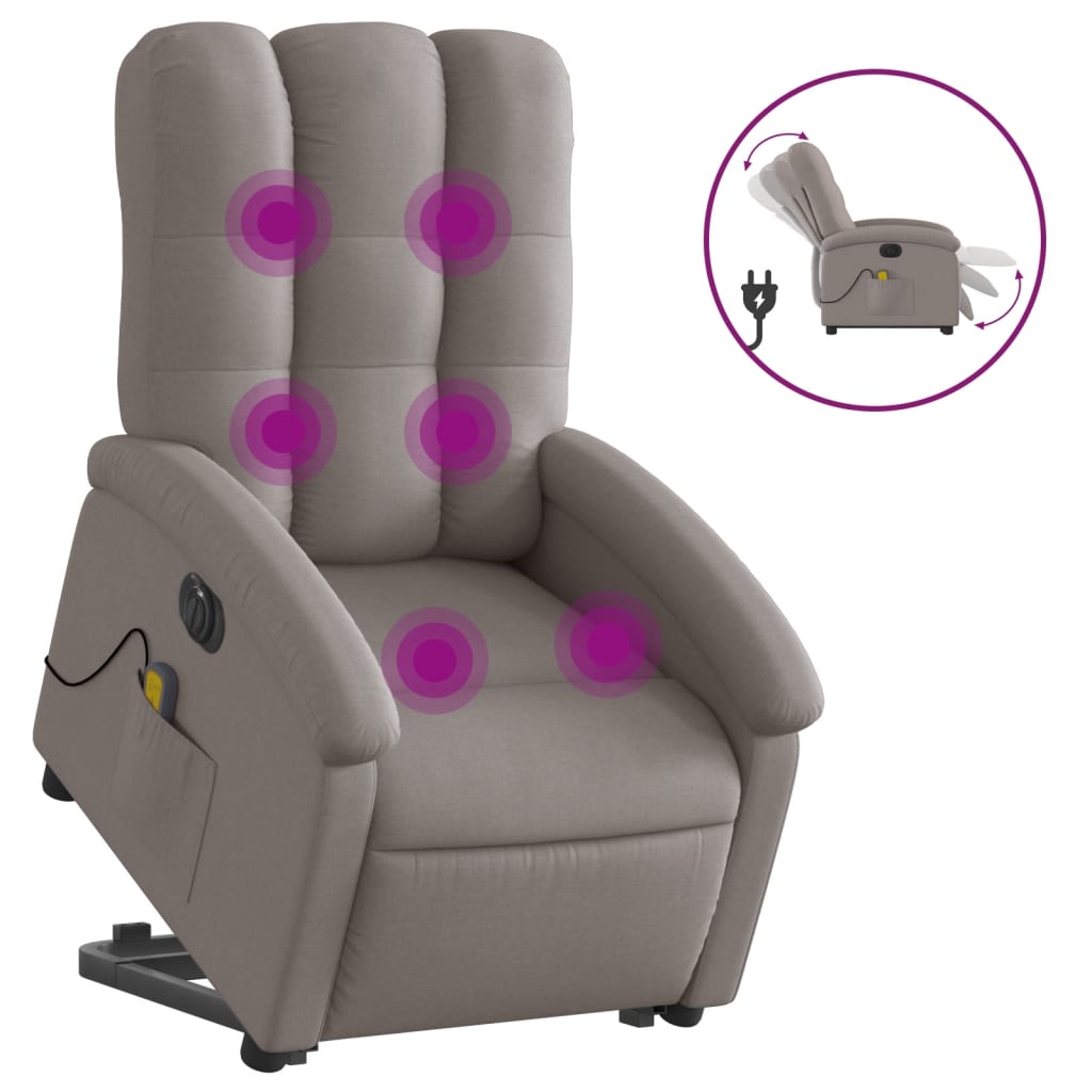Sta-op-massagestoel elektrisch verstelbaar stof taupe is nu te koop bij PeponiXL, paradijselijk wonen!