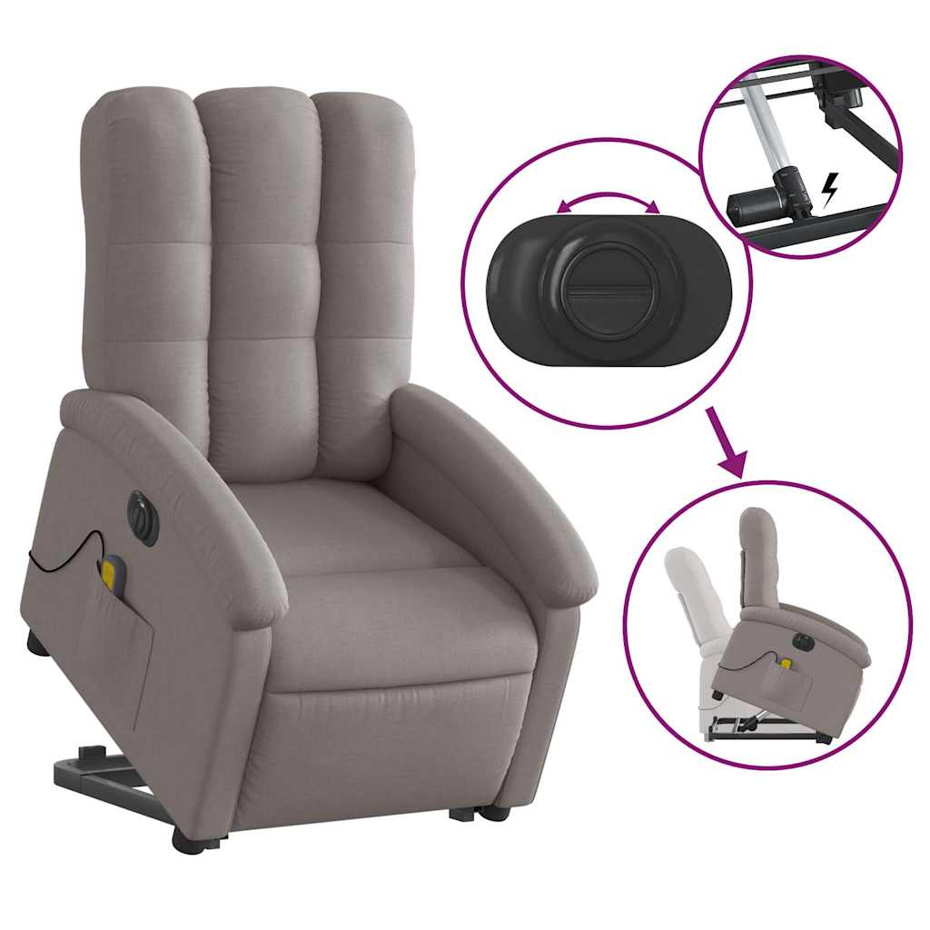 Sta-op-massagestoel elektrisch verstelbaar stof taupe is nu te koop bij PeponiXL, paradijselijk wonen!