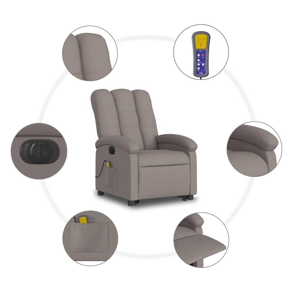 Sta-op-massagestoel elektrisch verstelbaar stof taupe is nu te koop bij PeponiXL, paradijselijk wonen!