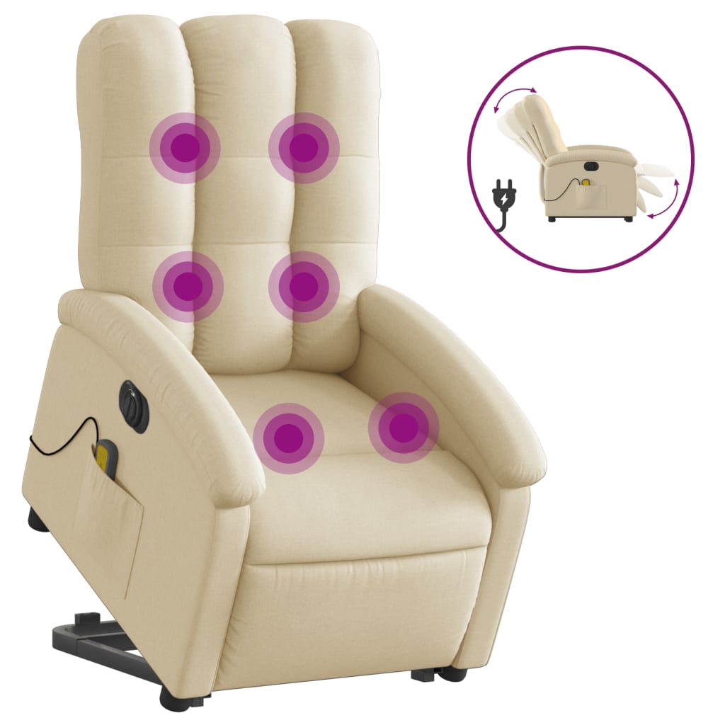 Sta-op-massagestoel elektrisch verstelbaar stof crèmekleurig is nu te koop bij PeponiXL, paradijselijk wonen!
