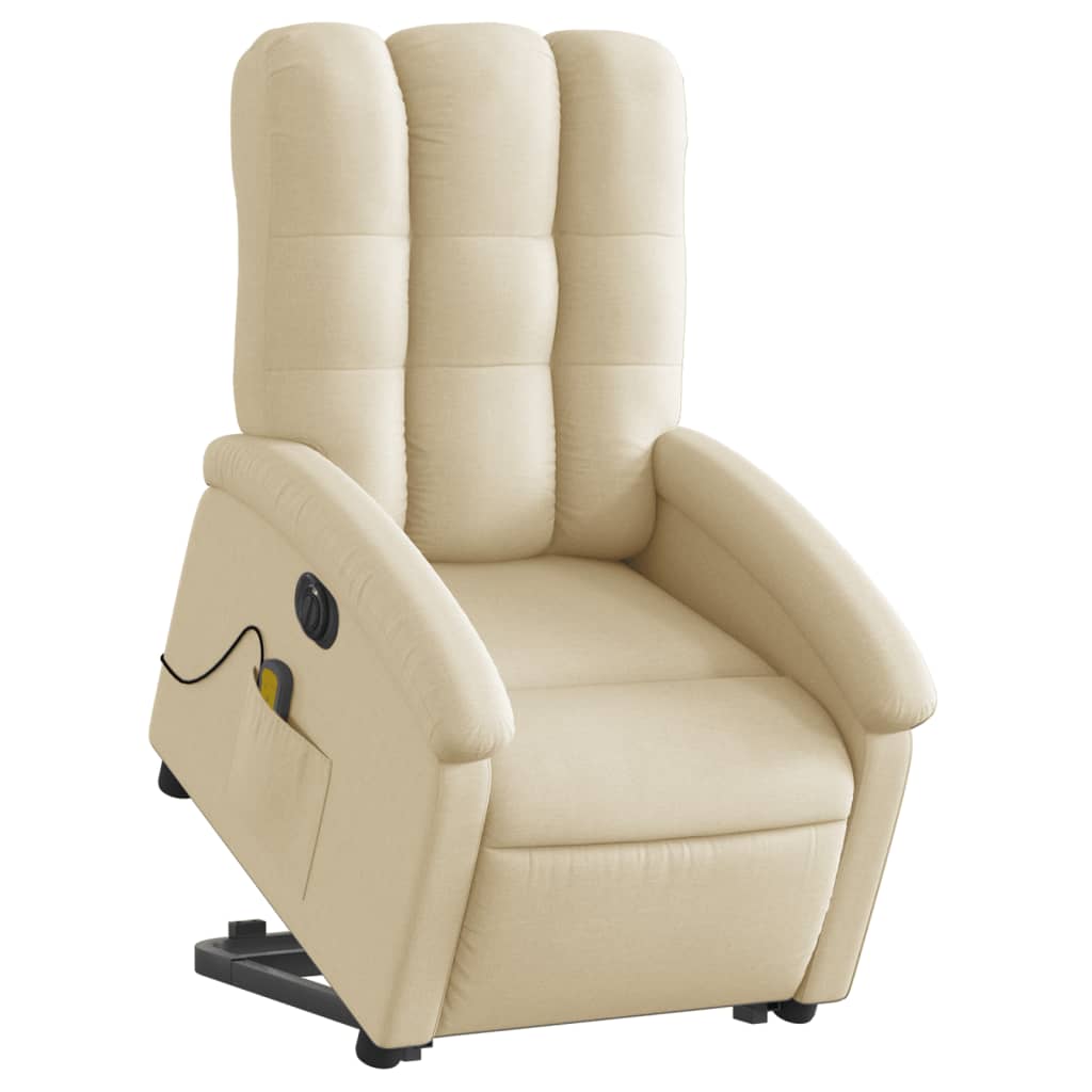 Sta-op-massagestoel elektrisch verstelbaar stof crèmekleurig is nu te koop bij PeponiXL, paradijselijk wonen!