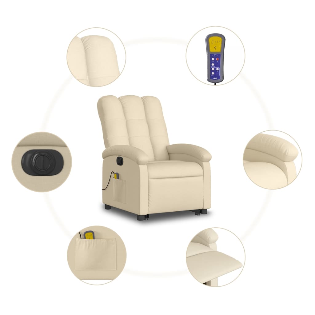 Sta-op-massagestoel elektrisch verstelbaar stof crèmekleurig is nu te koop bij PeponiXL, paradijselijk wonen!