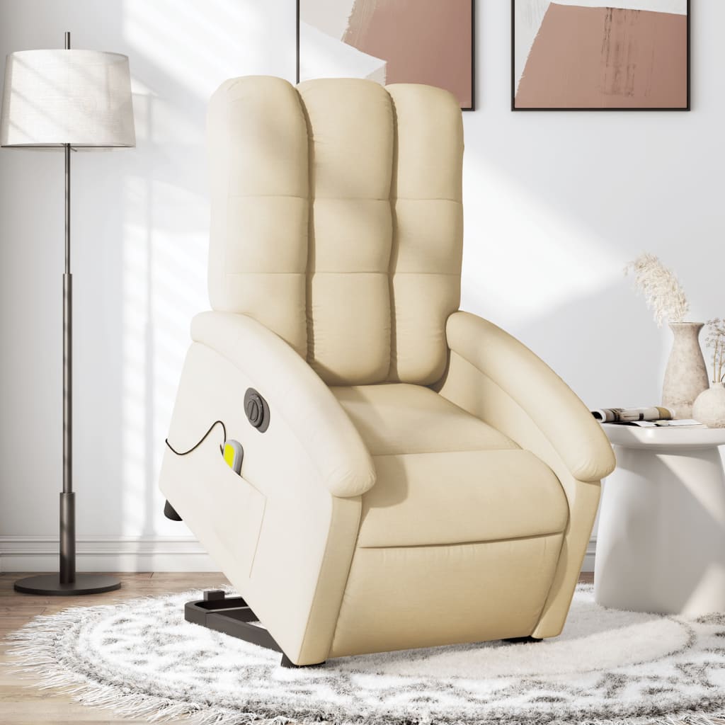 Sta-op-massagestoel elektrisch verstelbaar stof crèmekleurig is nu te koop bij PeponiXL, paradijselijk wonen!