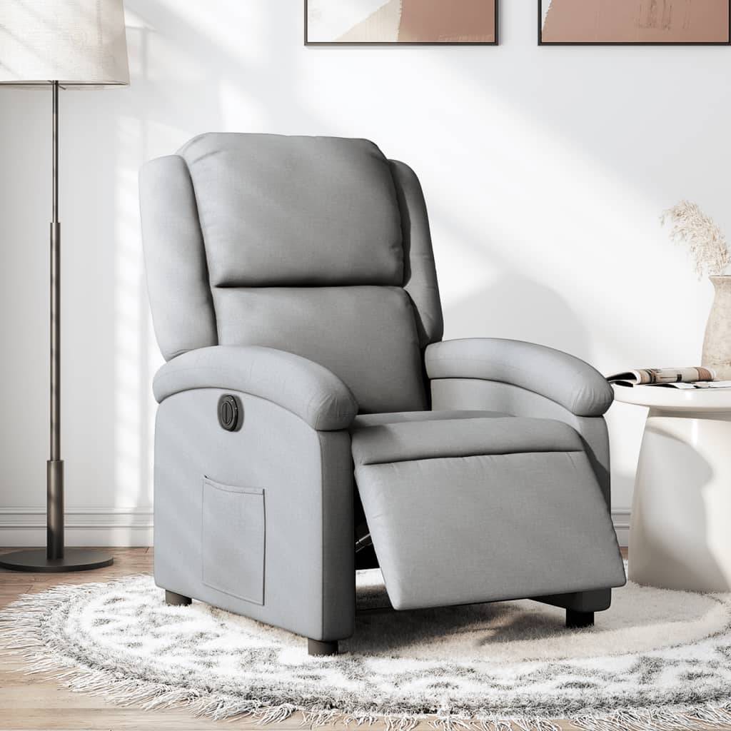 Fauteuil elektrisch verstelbaar stof lichtgrijs is nu te koop bij PeponiXL, paradijselijk wonen!