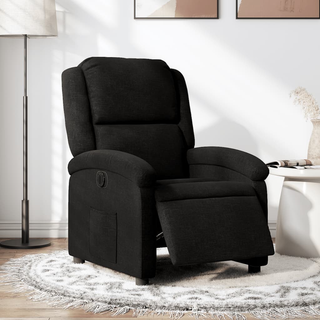 Fauteuil verstelbaar elektrisch stof zwart is nu te koop bij PeponiXL, paradijselijk wonen!