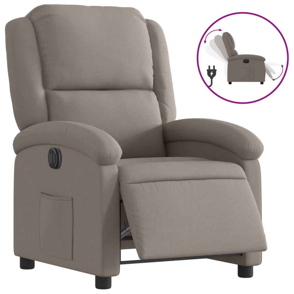 Fauteuil verstelbaar elektrisch stof taupe is nu te koop bij PeponiXL, paradijselijk wonen!