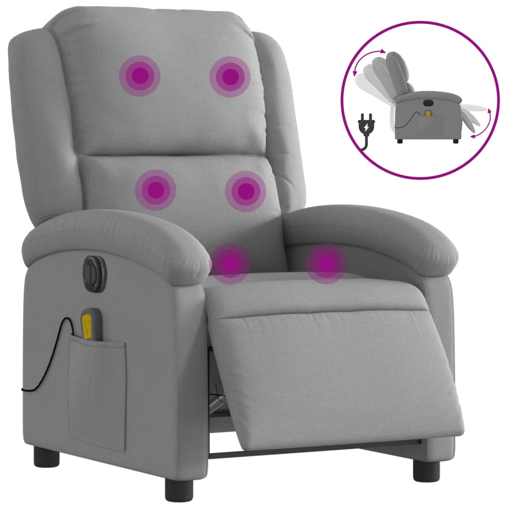 Massagestoel elektrisch verstelbaar stof lichtgrijs is nu te koop bij PeponiXL, paradijselijk wonen!