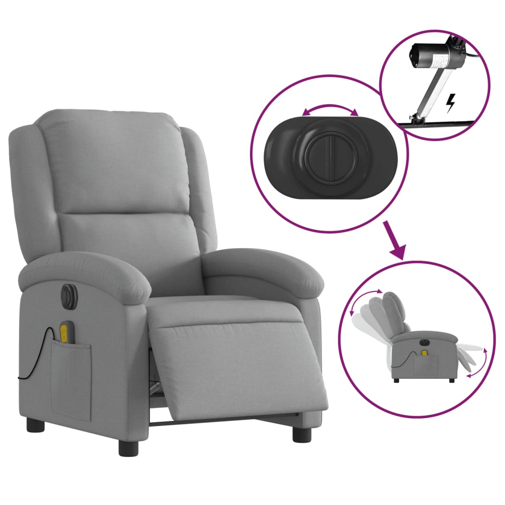 Massagestoel elektrisch verstelbaar stof lichtgrijs is nu te koop bij PeponiXL, paradijselijk wonen!
